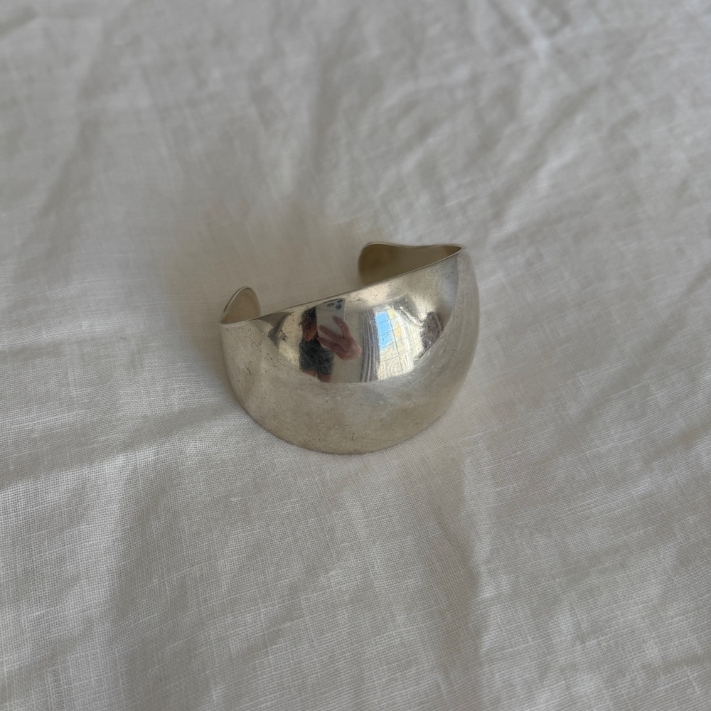 Vintage Sterling Silver Southwestern Wide Dome Cuff Bracelet - Size 6.5”